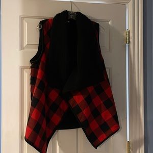 Sherpa lined Black and red vest